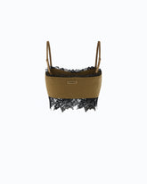 Knit bralette with lace - Green | Pinko
