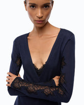 Wool midi dress with lace details -  | Pinko