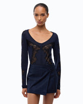 Wool cardigan with lace inserts -  | Pinko