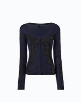 Wool cardigan with lace inserts -  | Pinko