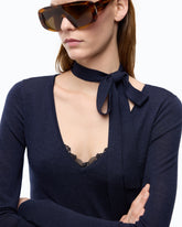 Wool sweater with lace and sash -  | Pinko