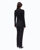 Wool sweater with lace and sash - Black | Pinko