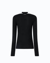 Wool sweater with lace and sash - Black | Pinko
