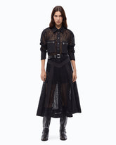 Flared lace midi skirt with inserts - Black | Pinko