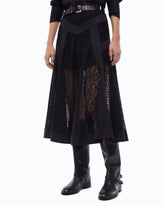 Flared lace midi skirt with inserts - Black | Pinko