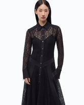 Lace midi shirt dress with inserts - Black | Pinko