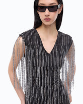 Long dress with crystals and sequins - Black | Pinko