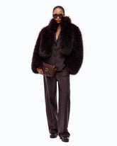 Faux fur cropped jacket with high neck -  | Pinko