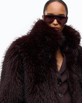 Faux fur cropped jacket with high neck -  | Pinko