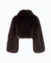 Faux fur cropped jacket with high neck -  | Pinko