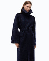 Fully rhinestoned long wool coat -  | Pinko