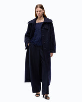 Fully rhinestoned long wool coat -  | Pinko