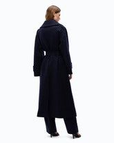 Fully rhinestoned long wool coat -  | Pinko