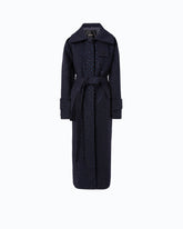 Fully rhinestoned long wool coat -  | Pinko