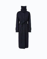 Fully rhinestoned long wool coat -  | Pinko
