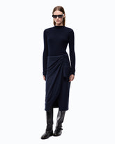 Wool midi dress with pinstriped skirt -  | Pinko