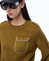 Ribbed sweater with small pocket - Green | Pinko