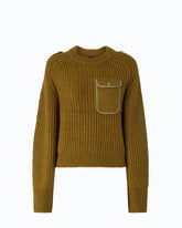 Ribbed sweater with small pocket - Green | Pinko