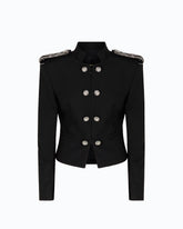 Riding-style mini jacket with jewel details - Black | Pinko
