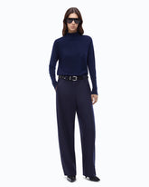 Wide-leg jersey flannel trousers - Blue | Pinko