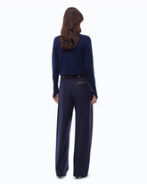 Wide-leg jersey flannel trousers - Blue | Pinko