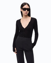 Ribbed cardigan with buttons - Black | Pinko