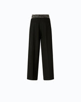 Palazzo trousers with jewel waist - Black | Pinko
