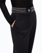 Palazzo trousers with jewel waist - Black | Pinko