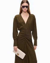 Midikleid mit langen Ärmeln und Drapierungen - Militärgrün | Pinko