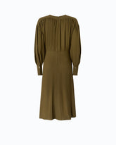 Midikleid mit langen Ärmeln und Drapierungen - Militärgrün | Pinko
