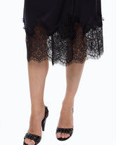 Midikleid mit Details aus Spitze - Dunkelblau | Pinko