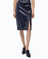 Pencil skirt with crocodile print - Blue | Pinko