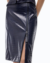 Pencil skirt with crocodile print - Blue | Pinko