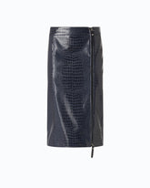 Pencil skirt with crocodile print - Blue | Pinko