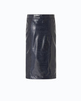 Pencil skirt with crocodile print - Blue | Pinko