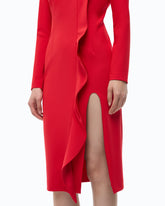 Midi sheath dress with ruffle and open back - Red | Pinko