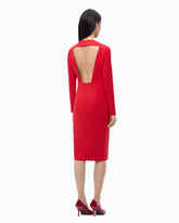 Midi sheath dress with ruffle and open back - Red | Pinko