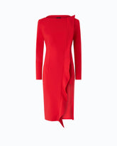 Midi sheath dress with ruffle and open back - Red | Pinko