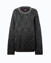 Pullover mit Schmuckkragen und Mikro-Pailletten -  | Pinko