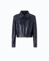 Fliegerjacke mit Krokoleder-Effekt - Blau | Pinko