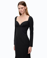 Slim-fit midi dress with sweetheart neckline and ruffles -  | Pinko