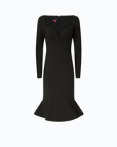 Slim-fit midi dress with sweetheart neckline and ruffles -  | Pinko