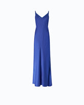 Long slip dress in satin - Blue | Pinko