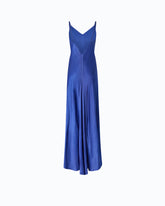 Long slip dress in satin - Blue | Pinko