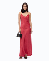Long slip dress in satin - Red | Pinko
