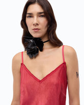 Long slip dress in satin - Red | Pinko