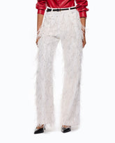 Wide-Leg-Hose mit Federn und Strasssteinen -  | Pinko