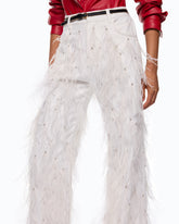 Wide-Leg-Hose mit Federn und Strasssteinen -  | Pinko