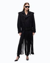 Coat in wool-blend cloth with fringing -  | Pinko