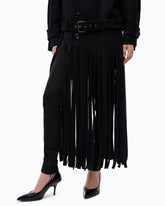 Coat in wool-blend cloth with fringing -  | Pinko